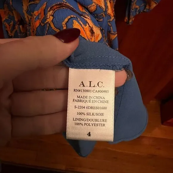 A.L.C. Silk Izzy Mini Blue Orange Dress - Picture 6 of 9